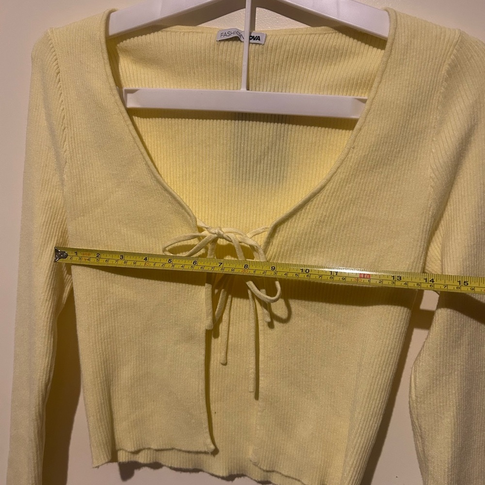 💛Yellow Ribbed Tie-Front Cardigan💛 - Picture 5 of 5